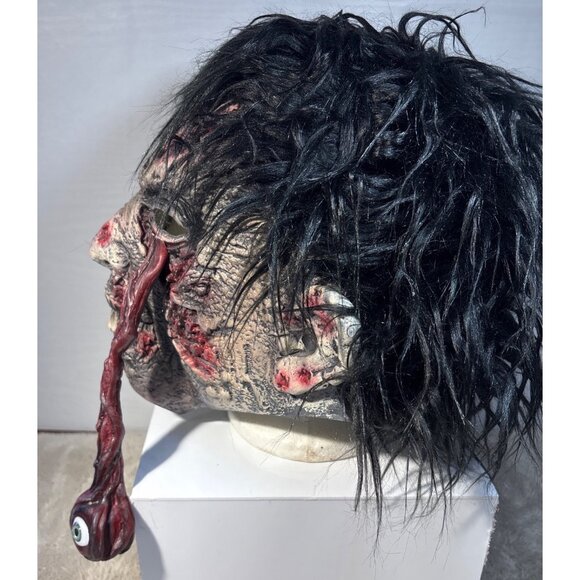 Zombie Mask With Dangling Eyeball Halloween Bloody Gore Cosplay - Picture 6 of 7